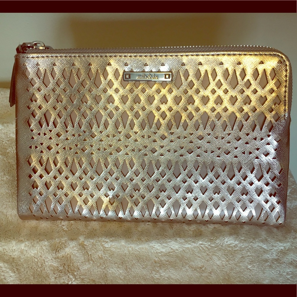Stella & Dot Rose Gold Metallic Double Clutch